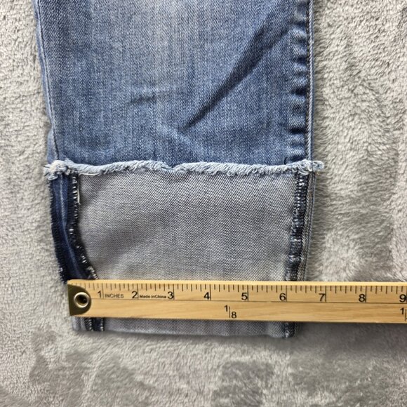 Kut From The Kloth Jeans Womens 6 Blue Cuffed Distressed Raw Hem Cropped Denim - Picture 10 of 10